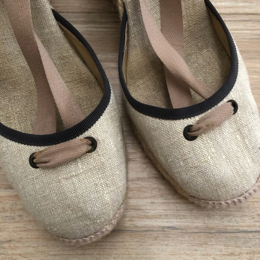 J. Crew Gold Flax Espadrille Size 8